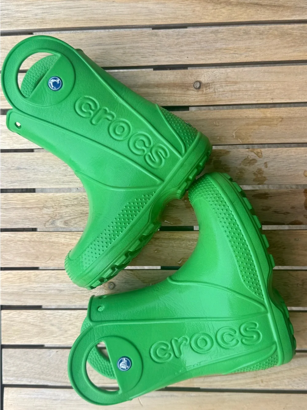 CROCS Kids Green Rain & Snow Boots with Easy Heel Loop
